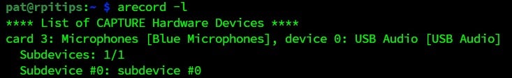 arecord choose device list