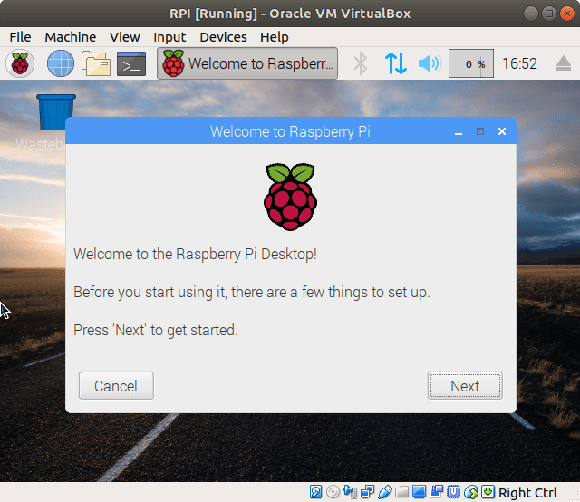 Raspberry Pi running in Virtualbox