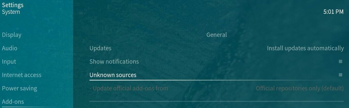 osmc kodi allow unknown sources