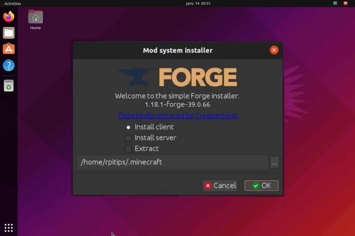 installing minecraft forge on linux ubuntu