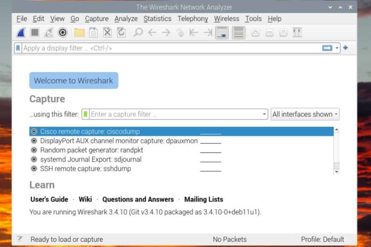 install and use wireshark on raspberry pi