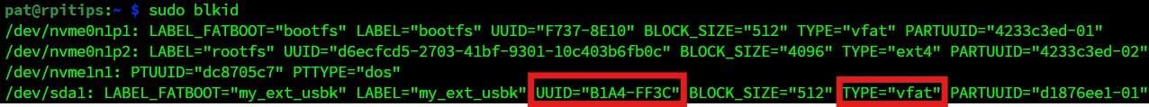 sudo blkid usb flash drive