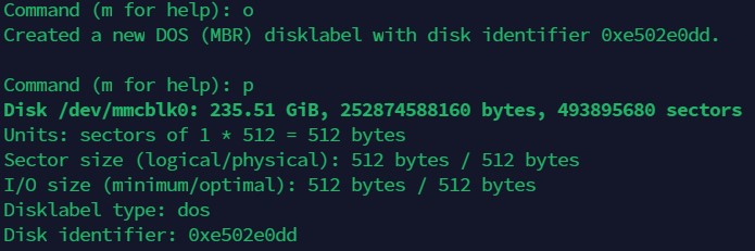 Fdisk clear partitions