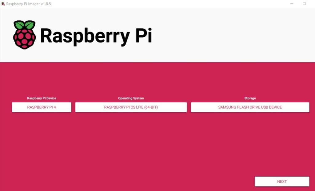 Raspberry Pi Imager - Raspberry Pi OS Lite