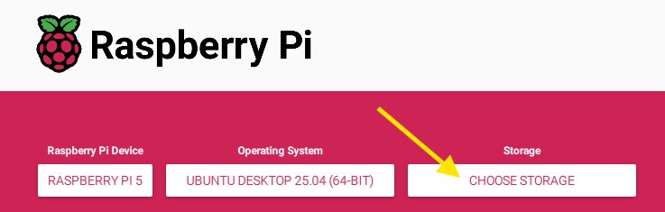 raspberry pi imager choose storage ubuntu 25