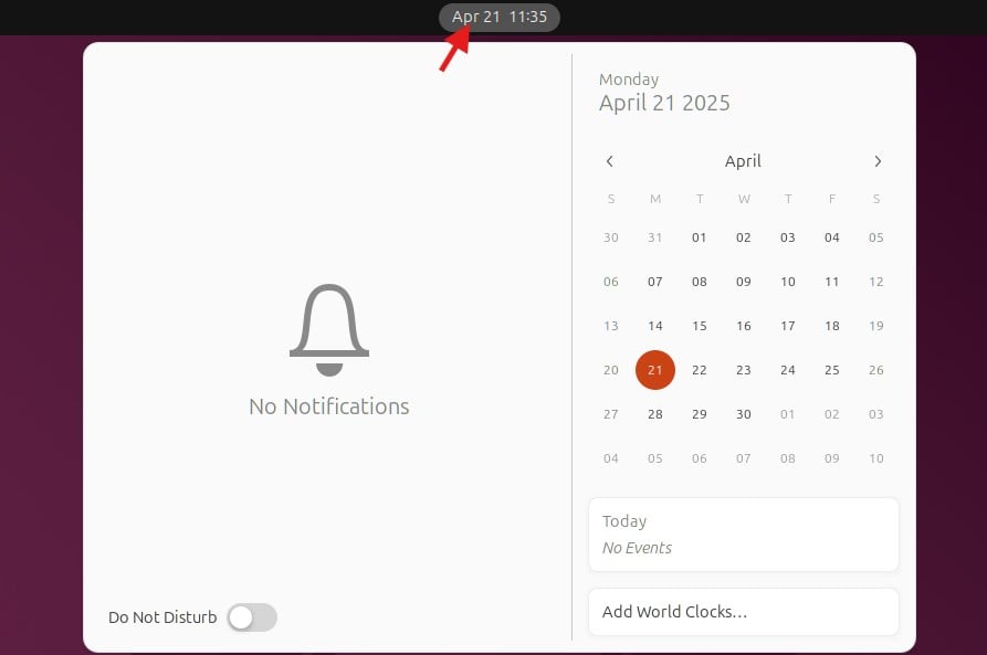 ubuntu desktop 25 calendar