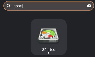 gparted from ubuntu menu