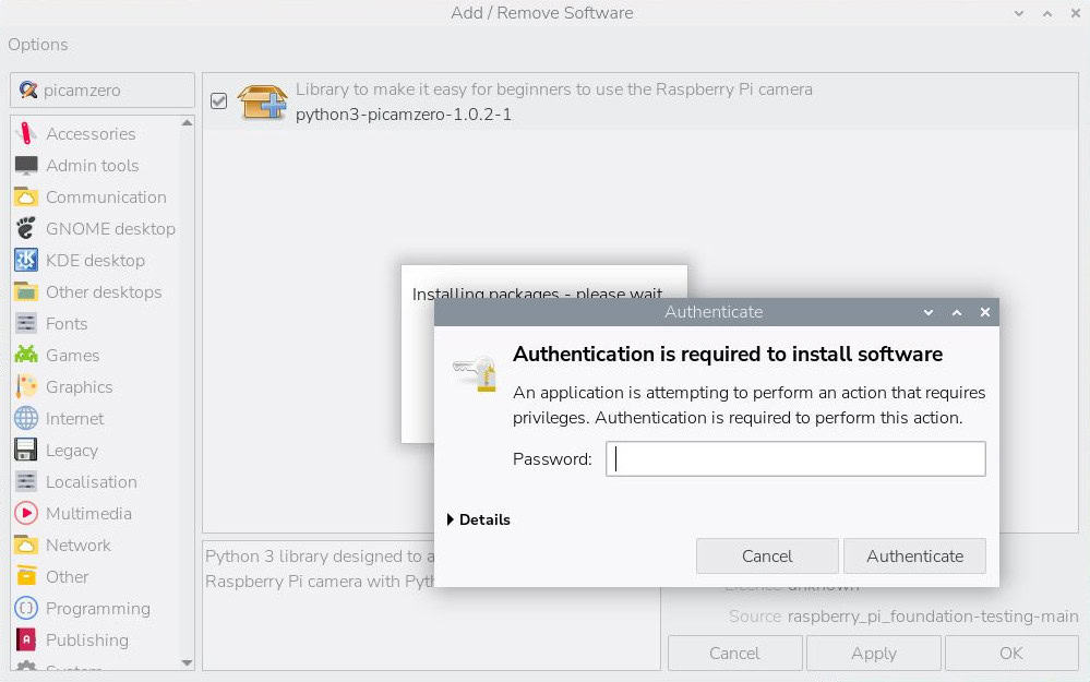 authenticate package installation