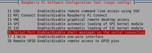 raspi-config selecting Serial Interface